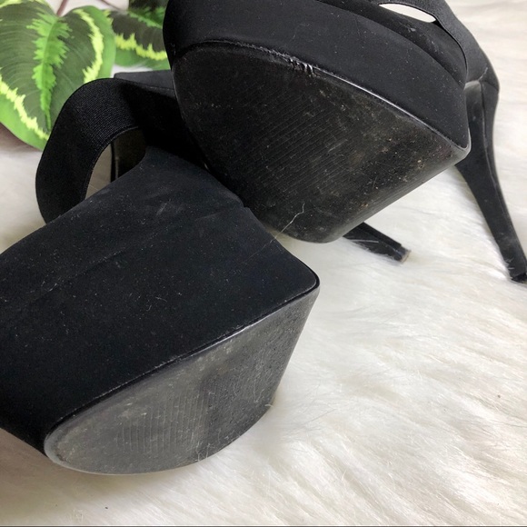 AKIRA Black Strap Stiletto Platform Heels Size 8.5 - Picture 6 of 9